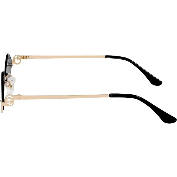 Unisex Retro Y2K Sunglasses Gold Frame Gray Lens UV400 Semi-Rimless - Picture 9 of 9